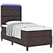 Letto con Rete a Molla e Materasso & LED Marrone Scuro 90x190 cm in Tessuto - Foto miniatura 1
