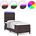 Letto con Rete a Molla e Materasso & LED Marrone Scuro 90x190 cm in Tessuto - Foto miniatura 4
