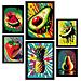 Set Di 6 Stampe Frutti Tropicali Poster A Colori Di Frutta, Verdura E Cibo Sano In Stile Urban Art A3 & A4 Senza Cornice - Foto miniatura 1