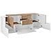 Credenza Cesare, Madia Da Cucina A 5 Ante E 2 Cassetti, Buffet Da Soggiorno, Madia Da Cucina, 100% Made In Italy, Cm 220x45h86, Bianco Lucido E Acero - Foto miniatura 4