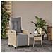 Sedia Reclinabile Giardino E Poggiapiedi Beige Misto Polyrattan - Foto miniatura 2