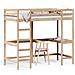 Letto Soppalco Con Scrivania 90x200 Cm Legno Massello Pino - Foto miniatura 8