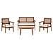 Set Da Giardino Con Tavolo 4 Posti Arenella Legno Di Acacia Certificato Beige Chiaro - Foto miniatura 2