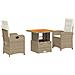 Set Da Pranzo Da Giardino 3 Pz Con Cuscini Beige In Polyrattan - Foto miniatura 2
