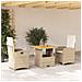 Set Da Pranzo Da Giardino 3 Pz Con Cuscini Beige In Polyrattan - Foto miniatura 1