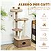 Albero Tiragraffi per Gatti con Lettino, Casetta e Piattaforme, in Legno e Cashmere, 48x40x133 cm, Marrone - Foto miniatura 5