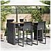 Set Bar Da Giardino 5pz Senza Cuscini Nero In Polyrattan Acacia - Foto miniatura 3