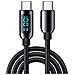 Cavo Da Usb-c A Usb-c Pd Da 100 W, Ricarica Rapida, Display Digitale, 1,2 Metri. Lega Di Zinco. 120x0,5x0,5 Centimetri. Colore Nero - Foto miniatura 1