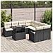 Set di divani da giardino  da 9 pezzi con cuscini in polirattan nero, Divano da giardino  per 2 persone con stoccaggio e cuscini in polirattan nero - Foto miniatura 3