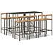 Set Bar Giardino 9pz Grigio Polyrattan e Legno Massello Acacia - Foto miniatura 1