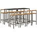 Set Bar Giardino 9pz Grigio Polyrattan e Legno Massello Acacia - Foto miniatura 3