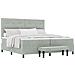 Letto con Rete a Molla e Materasso & Panca Grigio Chiaro 200x200 cm Velluto - Foto miniatura 1