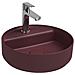 Lavabo Tondo Da Appoggio Senza Troppo Pieno In Ceramica Con Foro Rubinetto - Bordeaux Opaco - Foto miniatura 1