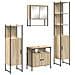 Set di mobili per il bagno con lo scaffale 4 pcs rovere sonoma - Foto miniatura 1