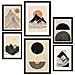 Set Di 6 Stampe Dipinto Decorativo Con Montagne Geometriche, Tonalità Vintage Marrone, Nero E Terra, Incorniciato Con Illustrazioni A3 & A4 Cornice Nera - Foto miniatura 1