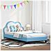 Struttura letto bambini con testata Blu 90 x 200 cm PU - Foto miniatura 2