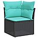 Set Divani da Giardino 9 pz con Cuscini Nero Polyrattan Acacia - Foto miniatura 5