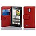 Custodia Compatibile Con Huawei Ascend G700 In Rosso Cremisi - Coperchio Protettivo In Ecopelle Testurizzata E Tasca Per Carte Di Credito - Foto miniatura 3