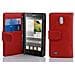 Custodia Compatibile Con Huawei Ascend G700 In Rosso Cremisi - Coperchio Protettivo In Ecopelle Testurizzata E Tasca Per Carte Di Credito - Foto miniatura 1