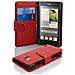 Custodia Compatibile Con Huawei Ascend G700 In Rosso Cremisi - Coperchio Protettivo In Ecopelle Testurizzata E Tasca Per Carte Di Credito - Foto miniatura 4
