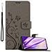 Custodia Compatibile Con Samsung Galaxy A41 In Grigio Fiore - Coperchio Protettivo In Design Floreale Con Chiusura Magnetica, Funzione Stand E Slot Per Carte - Foto miniatura 1