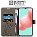 Custodia Compatibile Con Samsung Galaxy A41 In Grigio Fiore - Coperchio Protettivo In Design Floreale Con Chiusura Magnetica, Funzione Stand E Slot Per Carte - Foto miniatura 2