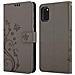 Custodia Compatibile Con Samsung Galaxy A41 In Grigio Fiore - Coperchio Protettivo In Design Floreale Con Chiusura Magnetica, Funzione Stand E Slot Per Carte - Foto miniatura 7