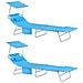 2 X Lettino Prendisole Pieghevole Cuscino E Tettuccio Regolabile 4 Angoli Di Reclinazione Con Organizer Blu, Ogs48-bx2 - Foto miniatura 1