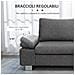 Divano 2 Posti Da Salotto E Ufficio Salvaspazio Con Seduta Imbottita E Braccioli Regolabili, 200x88x86 Cm, Grigio - Foto miniatura 3