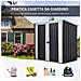 Casetta da Giardino in Lamiera di Acciaio con Doppia Porta, 147x86x134cm, Nero e Bianco - Foto miniatura 6