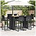 Set Bar Da Giardino 7pz Senza Cuscini Nero In Polyrattan Acacia - Foto miniatura 3