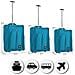 Set 3 Valigie Morbide Trolley Da Viaggio Azzurro Bagaglio A Mano 50-55-60 Cm - Foto miniatura 4