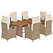 Set Da Pranzo Da Giardino 7 Pz Con Cuscini Beige In Polyrattan - Foto miniatura 2