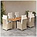 Set Da Pranzo Da Giardino 7 Pz Con Cuscini Beige In Polyrattan - Foto miniatura 1