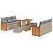 Set di Divani da Giardino  da 9 Pezzi con Cuscini in Rattan Beige e Acacia, Divano da Giardino a 2 Posti  con Cuscini in Rattan Beige, Set di Pranzo da Giardino a 3 Pezzi con Cuscini in Rattan Beige e Acacia - Foto miniatura 1