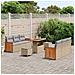 Set di Divani da Giardino  da 9 Pezzi con Cuscini in Rattan Beige e Acacia, Divano da Giardino a 2 Posti  con Cuscini in Rattan Beige, Set di Pranzo da Giardino a 3 Pezzi con Cuscini in Rattan Beige e Acacia - Foto miniatura 3