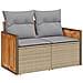 Set di Divani da Giardino  da 9 Pezzi con Cuscini in Rattan Beige e Acacia, Divano da Giardino a 2 Posti  con Cuscini in Rattan Beige, Set di Pranzo da Giardino a 3 Pezzi con Cuscini in Rattan Beige e Acacia - Foto miniatura 6