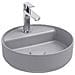 Lavabo Tondo Da Appoggio Senza Troppo Pieno In Ceramica Con Foro Rubinetto - Grigio Pietra Opaco - Foto miniatura 1
