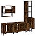 Set Mobili da Bagno 4 pz Rovere Fumo in Legno Multistrato - Foto miniatura 5