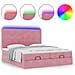 Struttura Letto Pouf con Materassi Rosa 160x200 cm Velluto - Foto miniatura 5