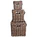 Set 3 Bauli Portaoggetti Depok In Rattan Kubu Grigio Con Manici In Pelle - Foto miniatura 4