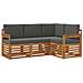 Set divani 4 pcs Naturale e Antracite Legno di Acacia Massello - Foto miniatura 1