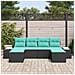 Set Divano da Giardino 4 pz Nero e Turchese polyrattan - Foto miniatura 2