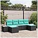 Set Divano da Giardino 4 pz Nero e Turchese polyrattan - Foto miniatura 3