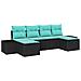 Set Divano da Giardino 4 pz Nero e Turchese polyrattan - Foto miniatura 1