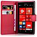 Custodia Compatibile Con Nokia Lumia 925 In Rosso Carminio - Coperchio Protettiva Con Chiusura Magnetica, Funzione Stand E Tasca Per Le Carte - Foto miniatura 3