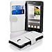 Custodia Compatibile Con Huawei Ascend G700 In Magnesio Bianco - Coperchio Protettivo In Ecopelle Testurizzata E Tasca Per Carte Di Credito - Foto miniatura 2