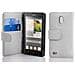 Custodia Compatibile Con Huawei Ascend G700 In Magnesio Bianco - Coperchio Protettivo In Ecopelle Testurizzata E Tasca Per Carte Di Credito - Foto miniatura 1