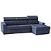 Divano Letto Alda, Divano Ad Angolo, 100% Made In Italy, Sofà Con Apertura Girevole, Con Penisola Contenitore Sinistra, Con Braccioli Standard, Cm 280x95h85, Blu - Foto miniatura 2