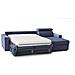 Divano Letto Alda, Divano Ad Angolo, 100% Made In Italy, Sofà Con Apertura Girevole, Con Penisola Contenitore Sinistra, Con Braccioli Standard, Cm 280x95h85, Blu - Foto miniatura 4